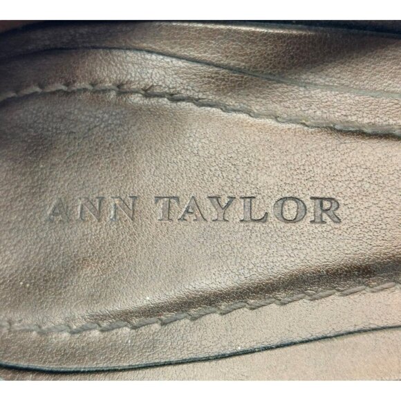 Ann Taylor Brown Suede Pumps Heels Shoes Leather Croc Straps Size 9M Career - Picture 10 of 14